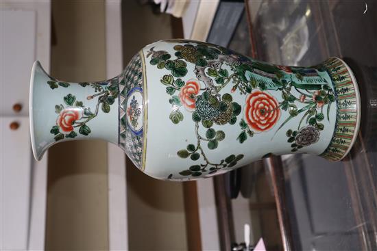 A large Chinese famille verte phoenix vase, Republic period, H. 43.5cm